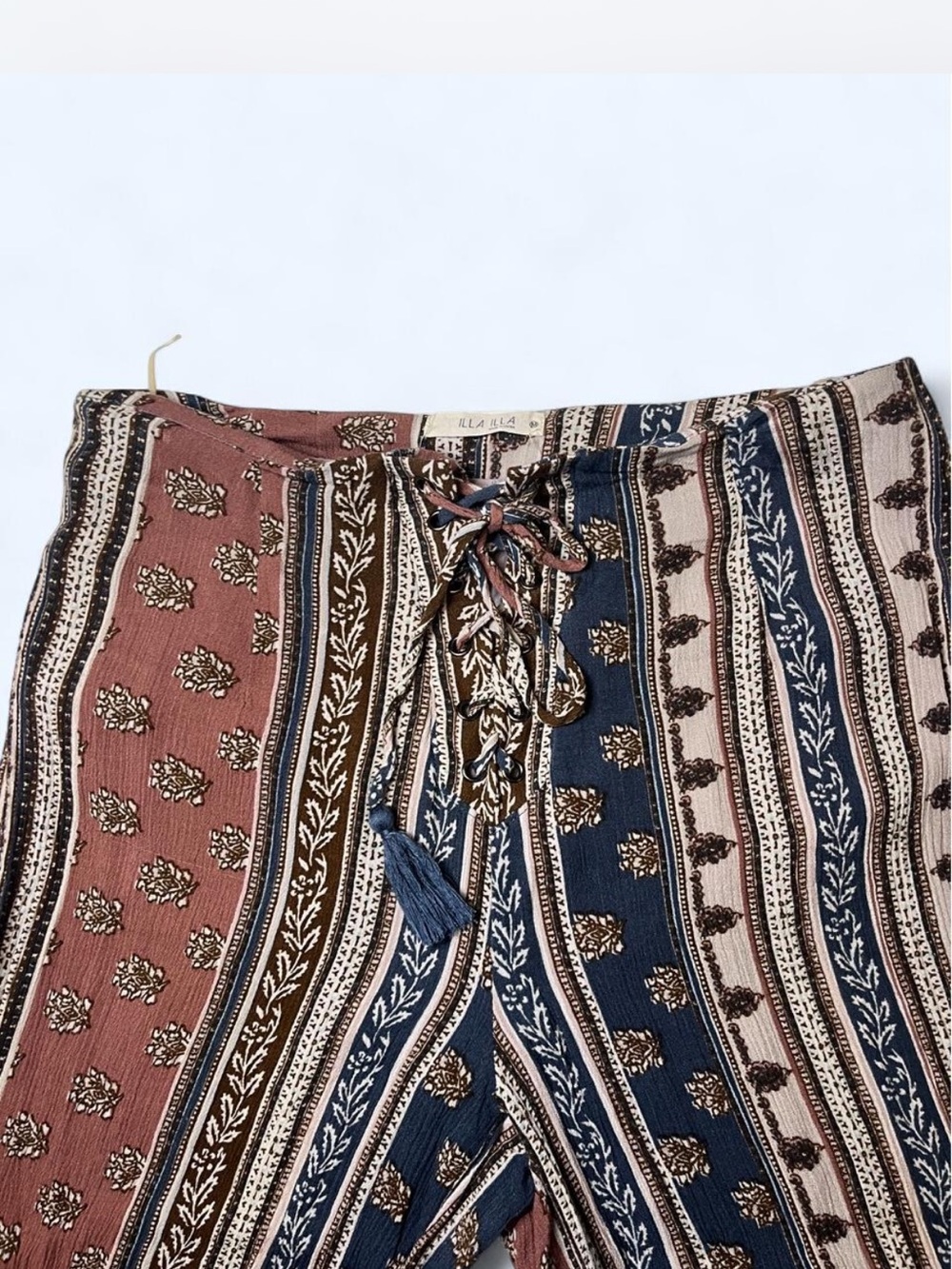 ILLA ILLA Multicolor Striped Boho Pants — Navy, Rust, Cream